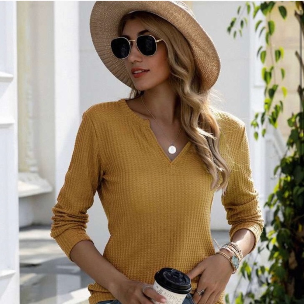 Waffle Knit Mustard Fall Basic - image 3
